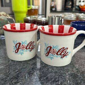 Starbucks Jolly mug lot of 2 holiday rare Christmas cups 2007 coffee